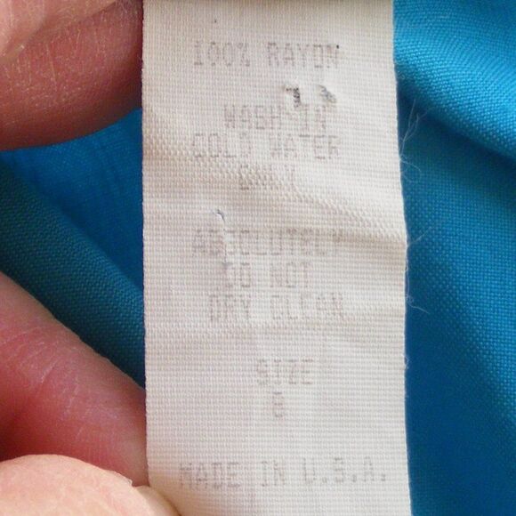 Avant Garde Dress, XS/S, VINTAGE, Aqua Blue, Statement Shoulders, Zip front, LS - Picture 15 of 15